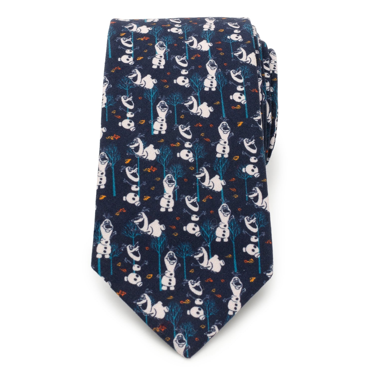 Navy blue tie with white dog pattern on a white background Frozen Olaf