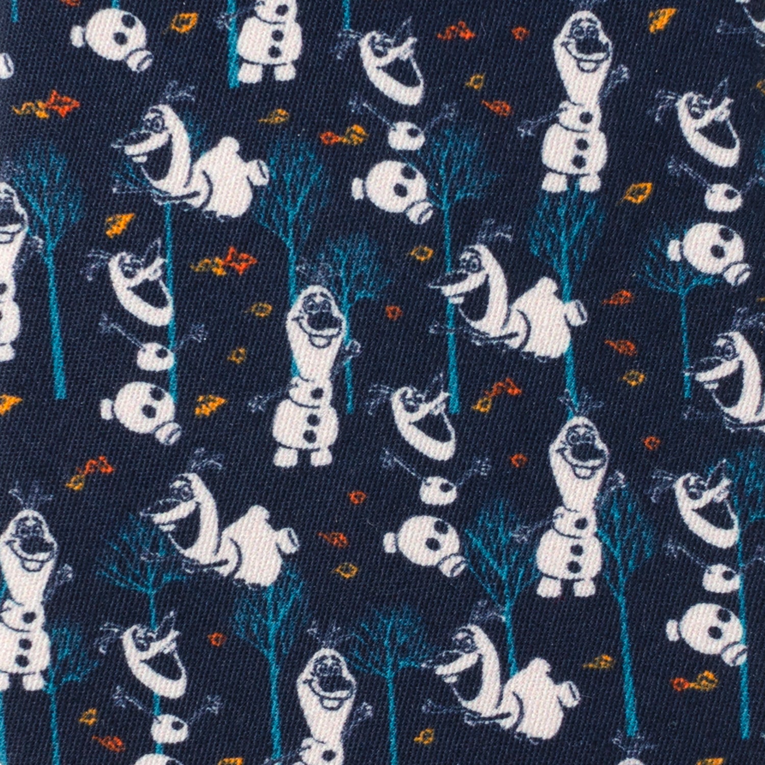 Pattern of cartoon snowmen on a dark blue background Frozen Olaf