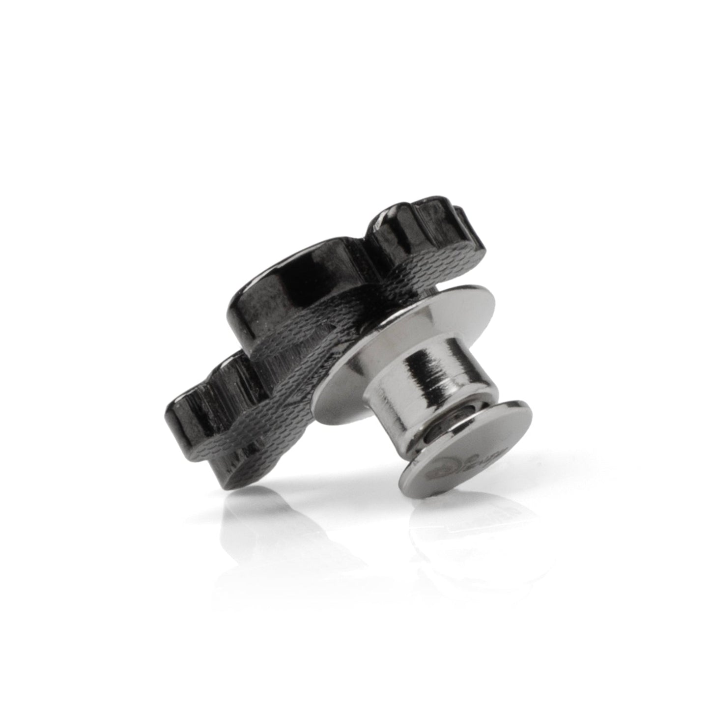 Metallic knob or screw on a white background