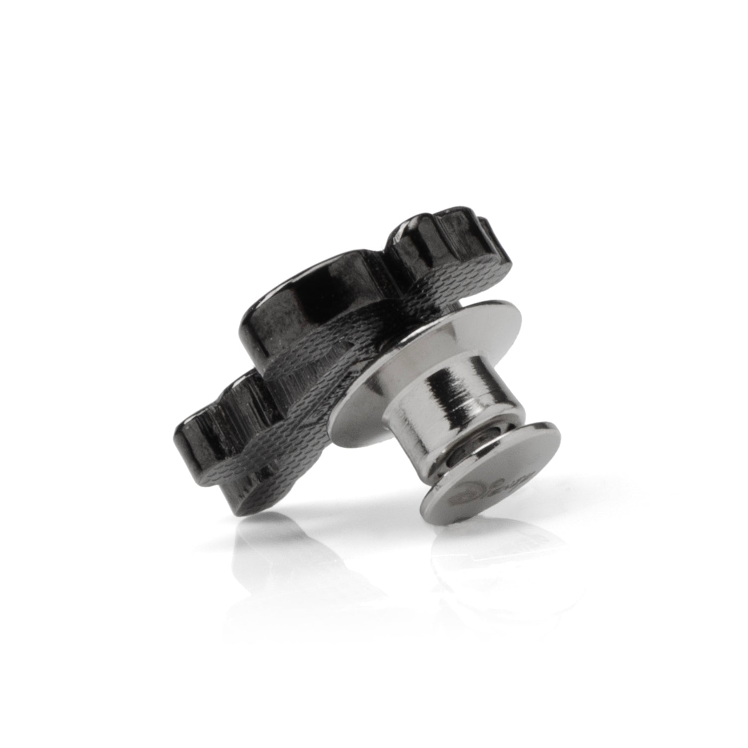 Metallic knob or screw on a white background