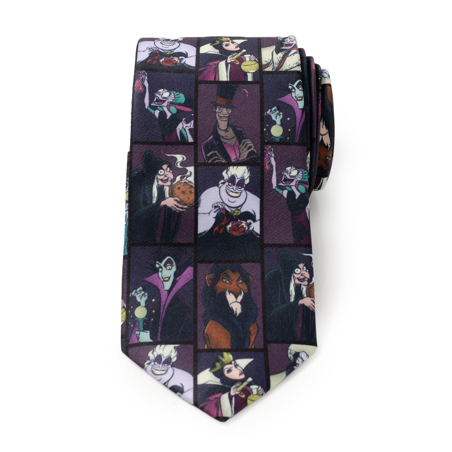 Tie with animated character pattern on a white background