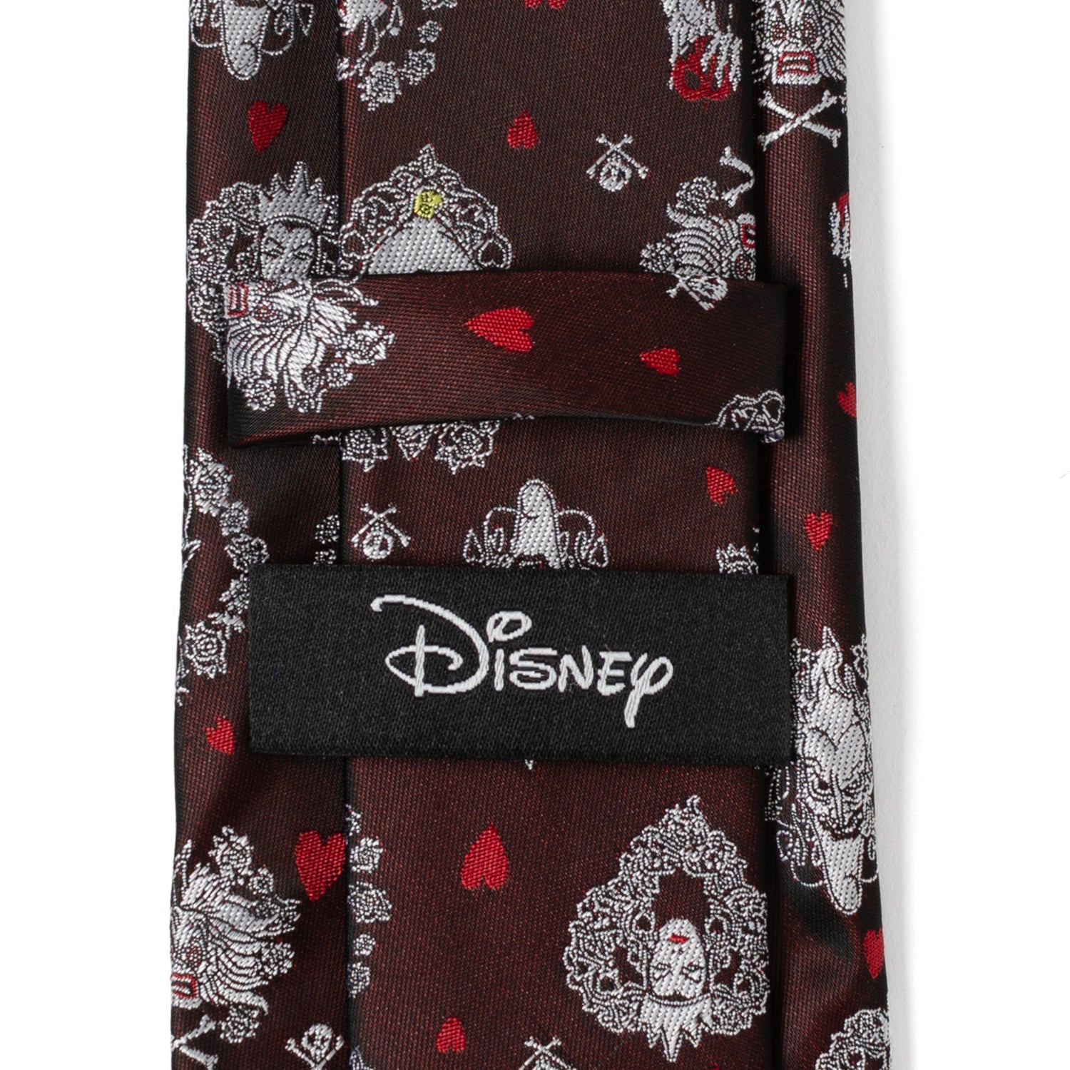 Disney-themed tie with intricate patterns on a white background