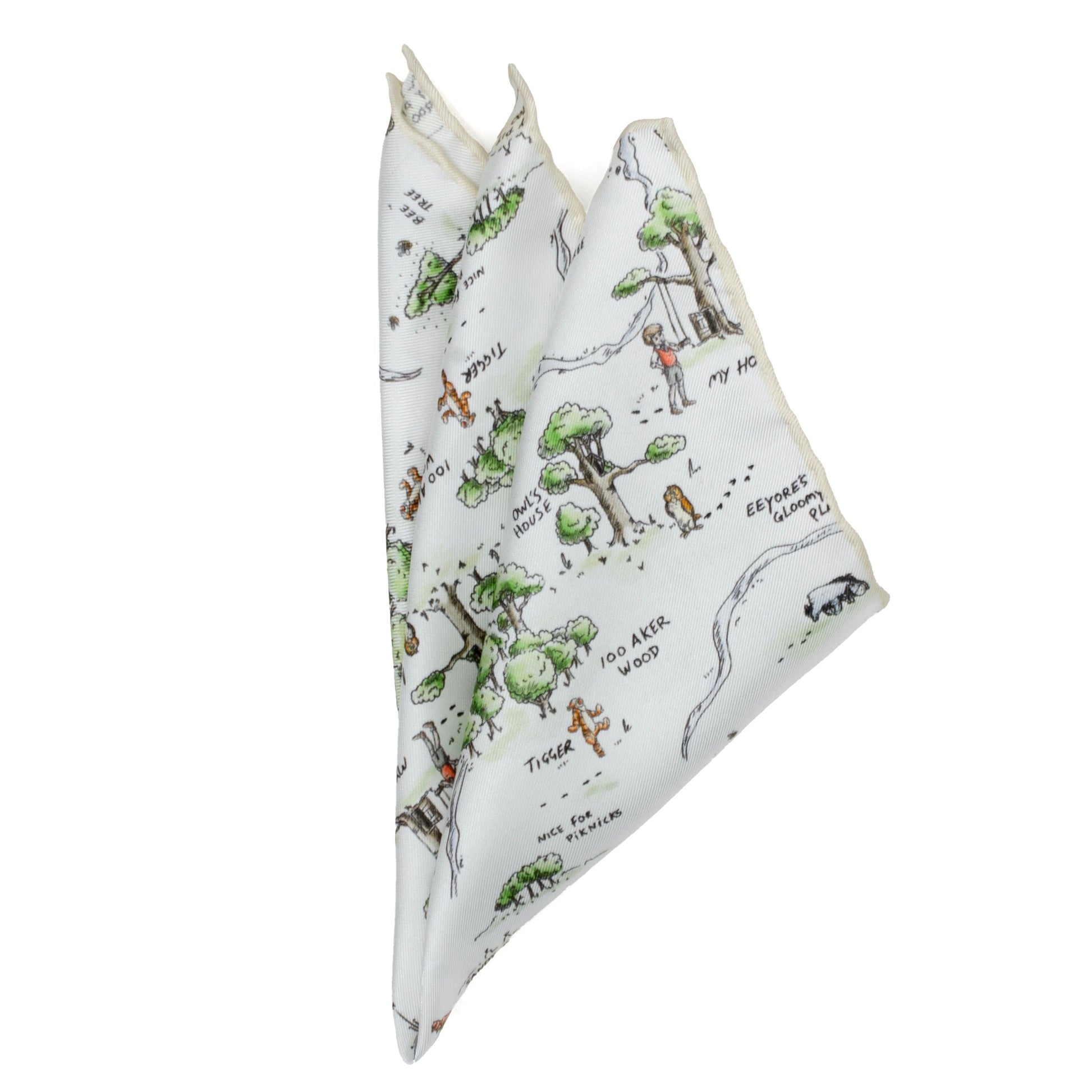 Folded fabric with nature-themed design on a white background Winnie the Pooh Map