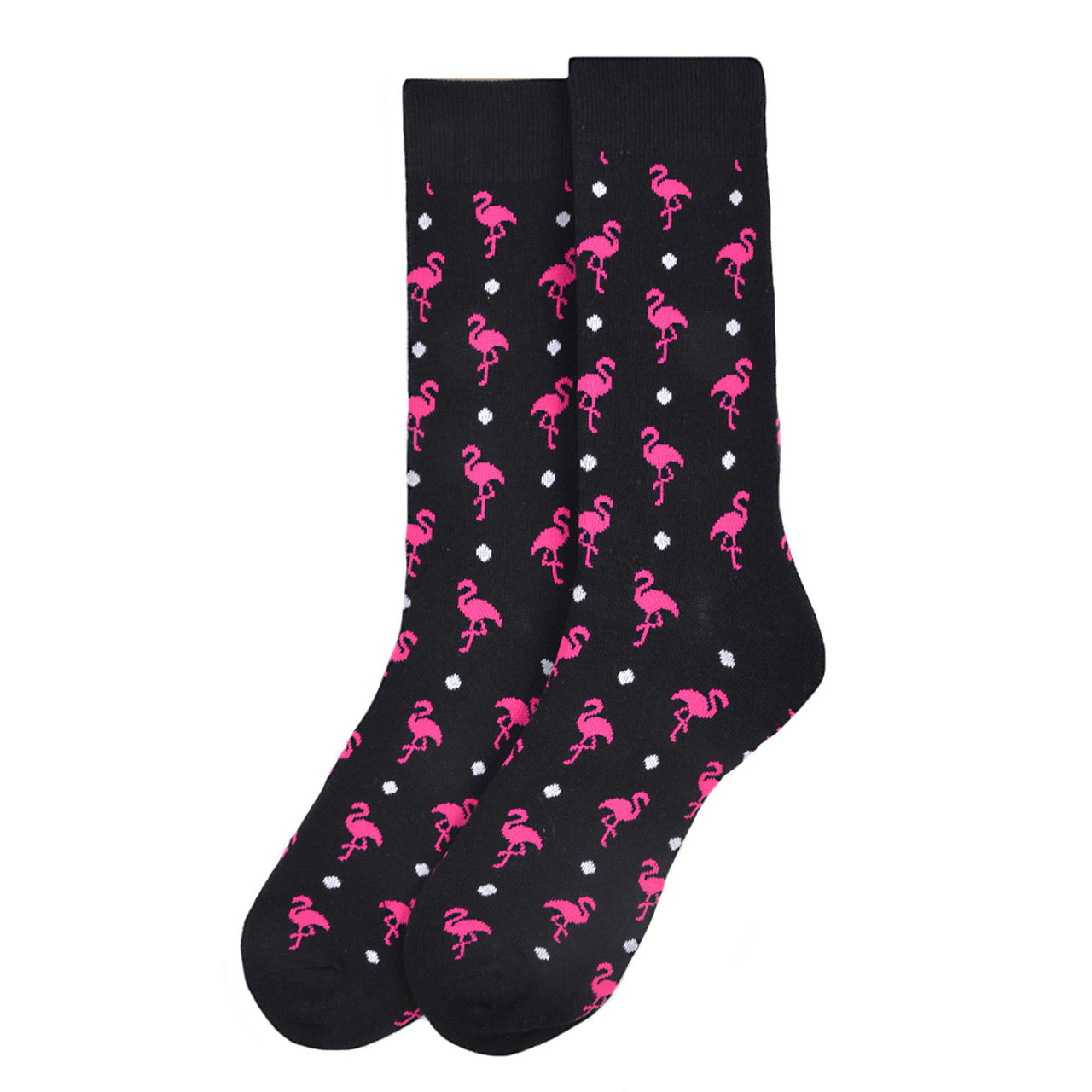 Fun Men's Flamingos Novelty Socks Black with Pink Flamingos Classic Socks