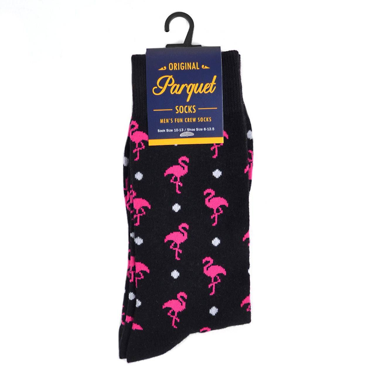 Fun Men's Flamingos Novelty Socks Black with Pink Flamingos Classic Socks