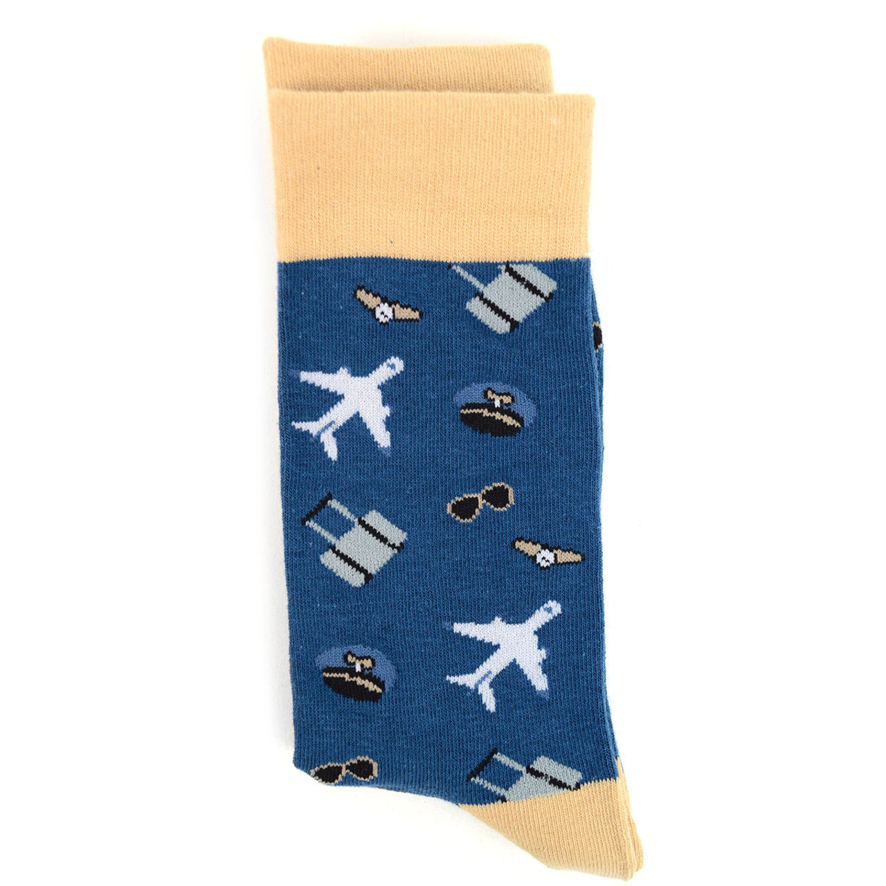 Fun Socks Men's Aviation Pilot Novelty Socks Blue Airplanes Travel Pilot Gifts