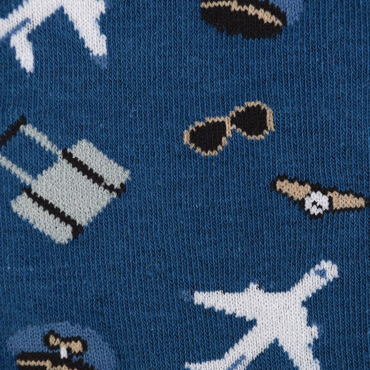 Fun Socks Men's Aviation Pilot Novelty Socks Blue Airplanes Travel Pilot Gifts