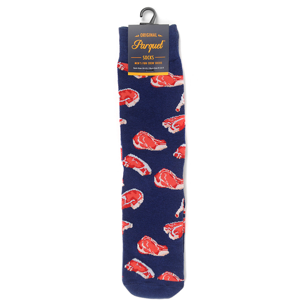 Funny Mens Socks Meat Lovers Novelty Socks Crazy Socks Steak Rib Eye T Bone Meat Lovers Gift Blue and Red Crazy Socks