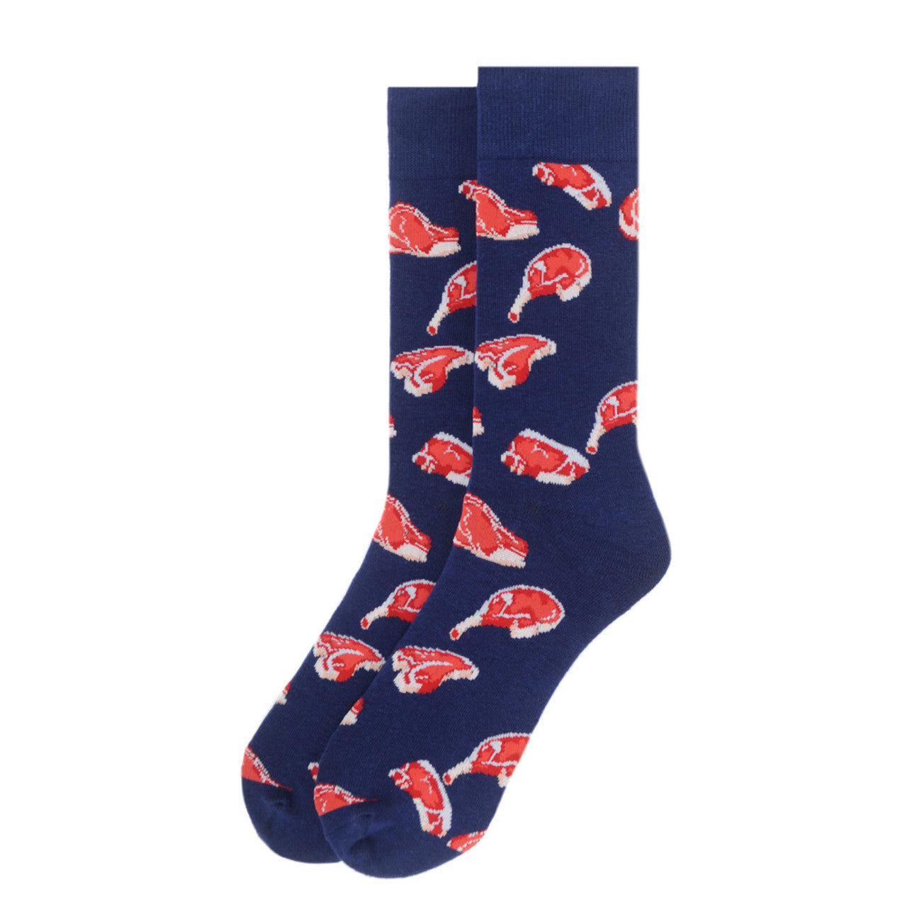 Funny Mens Socks Meat Lovers Novelty Socks Crazy Socks Steak Rib Eye T Bone Meat Lovers Gift Blue and Red Crazy Socks