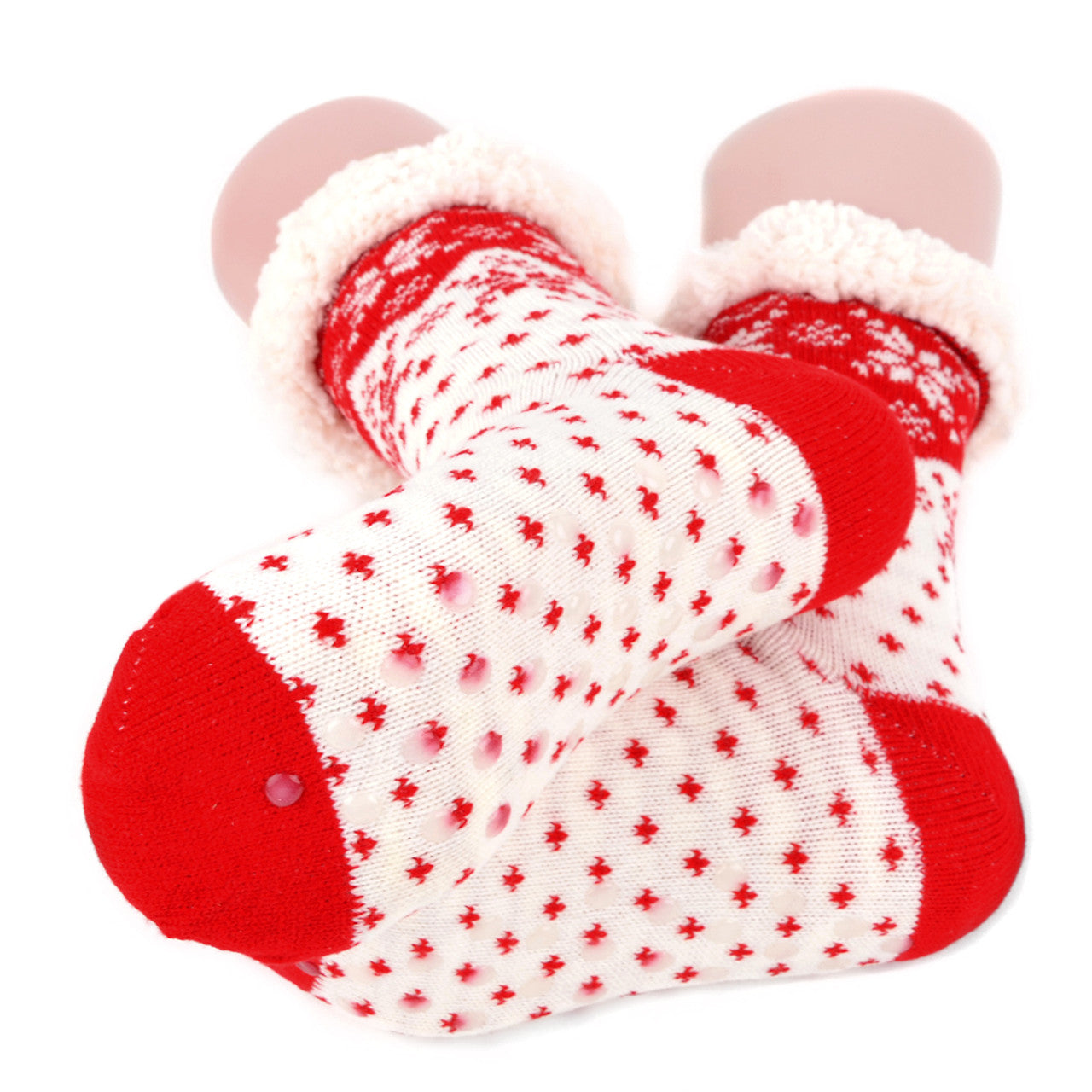 Women's Plush Fleece Lined Sherpa Slipper Socks Snowflakes Design Fluffy Socks Warm Socks Fuzzy Socks