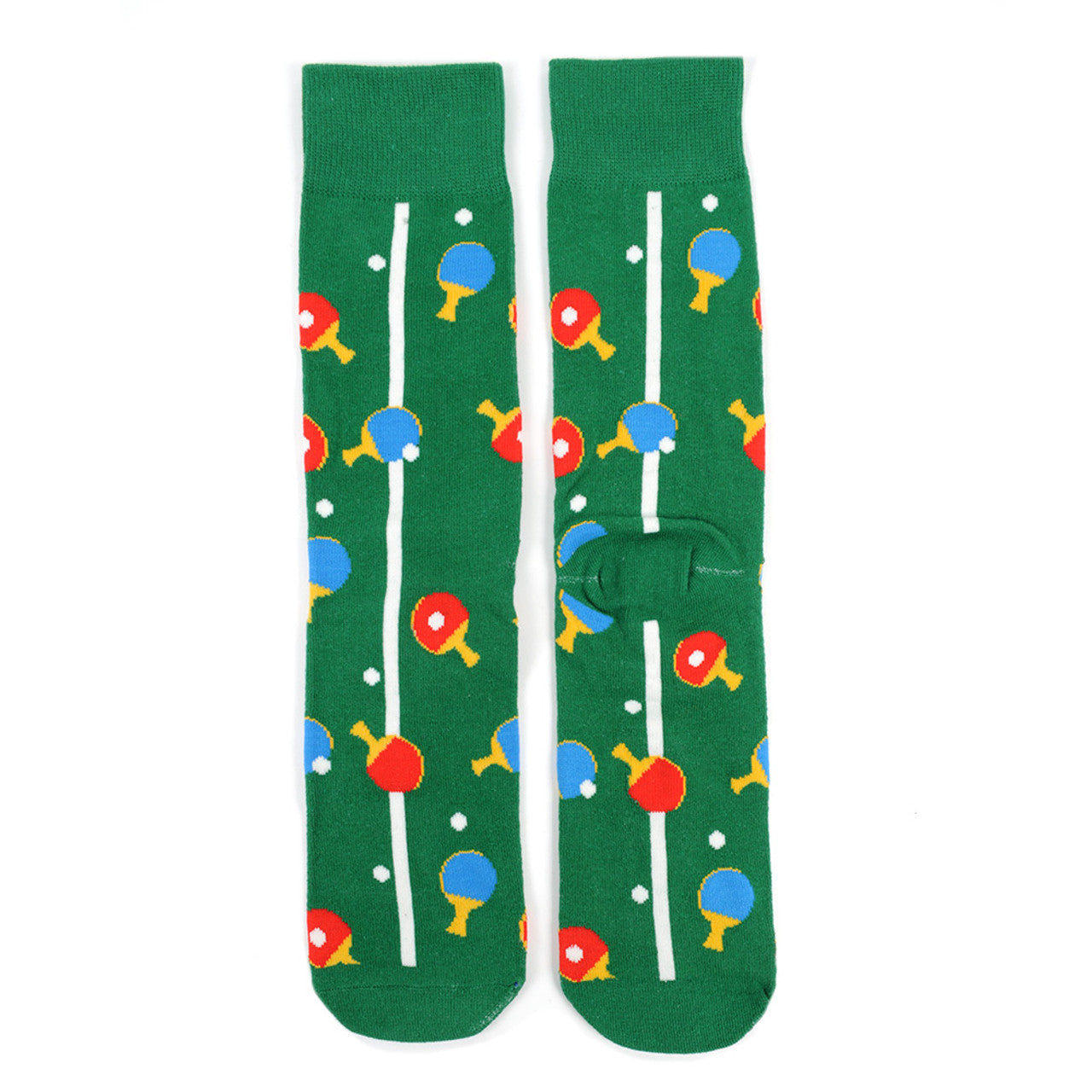 Table Tennis Socks Funny Mens Socks Great Gift for Ping Pong Lovers Novelty Socks Green Colorful Paddles Fun Groomsmen Socks Crazy Pong