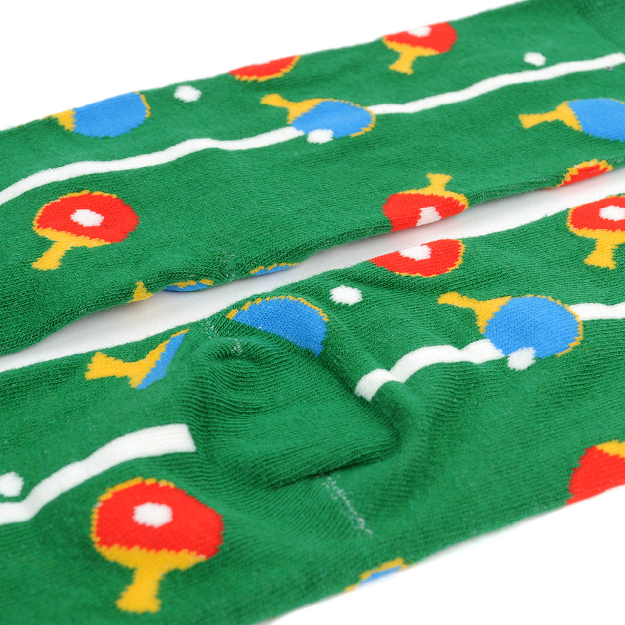 Table Tennis Socks Funny Mens Socks Great Gift for Ping Pong Lovers Novelty Socks Green Colorful Paddles Fun Groomsmen Socks Crazy Pong