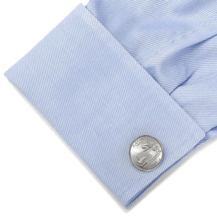 Florida State Quarter Coin Cufflinks Uncirculated U.S. Quarter 2004 Cuff Links Enamel Backing Cufflinks