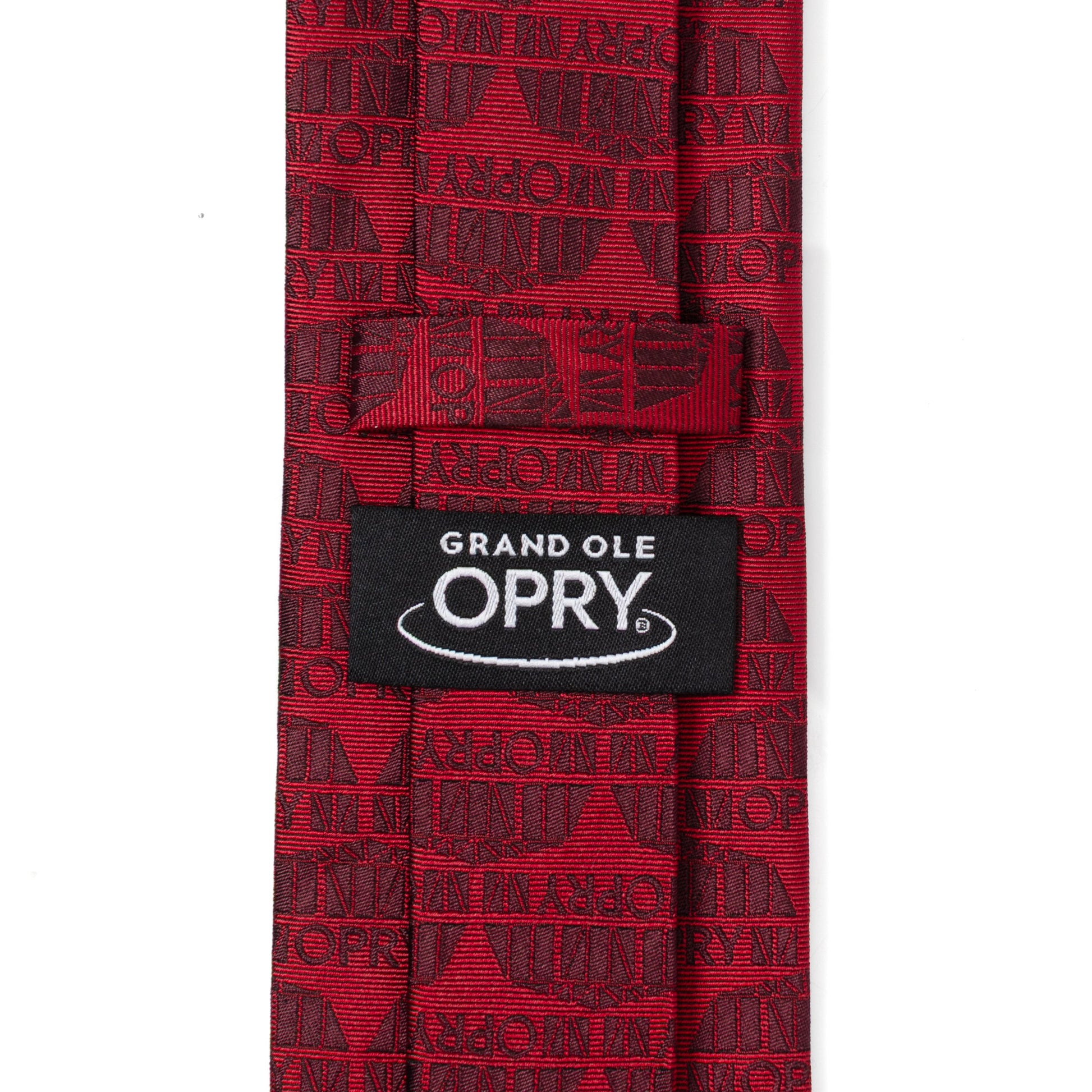 Red tie with 'Grand Ole Opry' logo on a white background