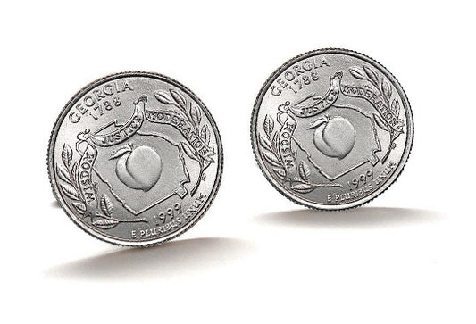 Georgia State Quarter Coin Cufflinks Uncirculated U.S. Quarter 1999 Cuff Links