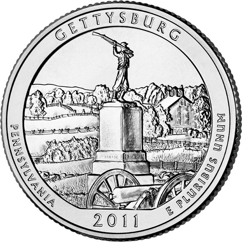 Gettysburg Coin Lapel Pin Uncirculated U.S. Quarter 2011 Tie Pin