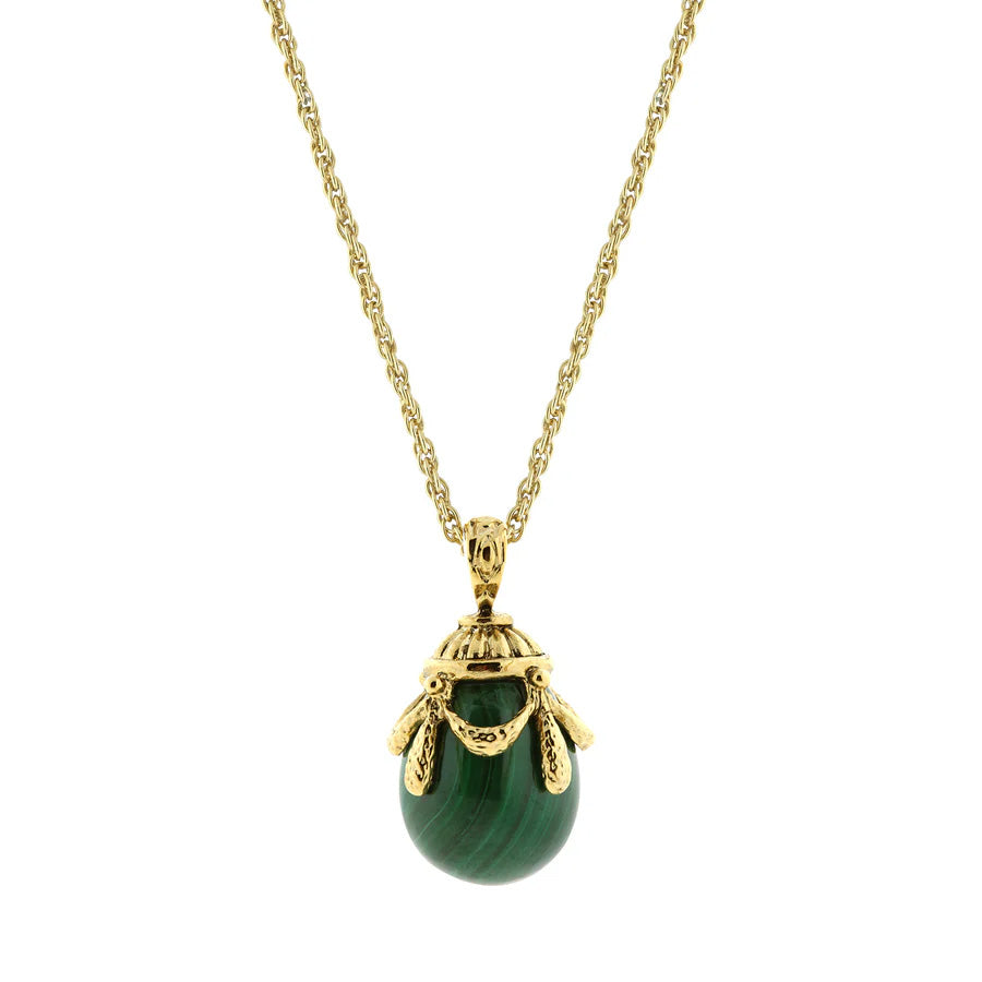 Women's Necklace Green Jade Gemstone Egg Pendant Necklace 30"