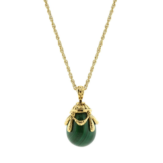 Women's Necklace Green Jade Gemstone Egg Pendant Necklace 30"