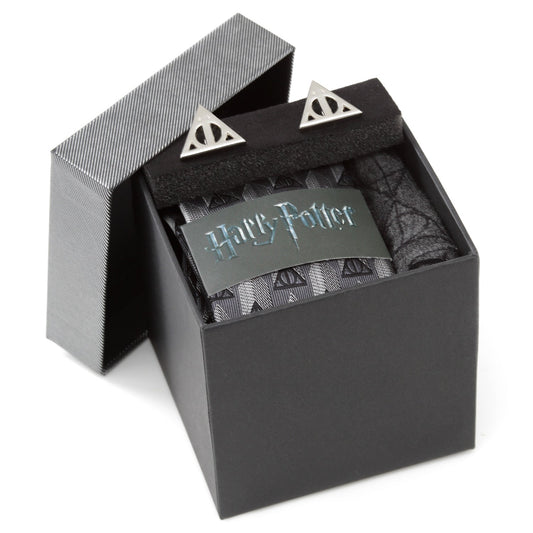 Harry Potter Deathly Hallows Gray Necktie Gift Set