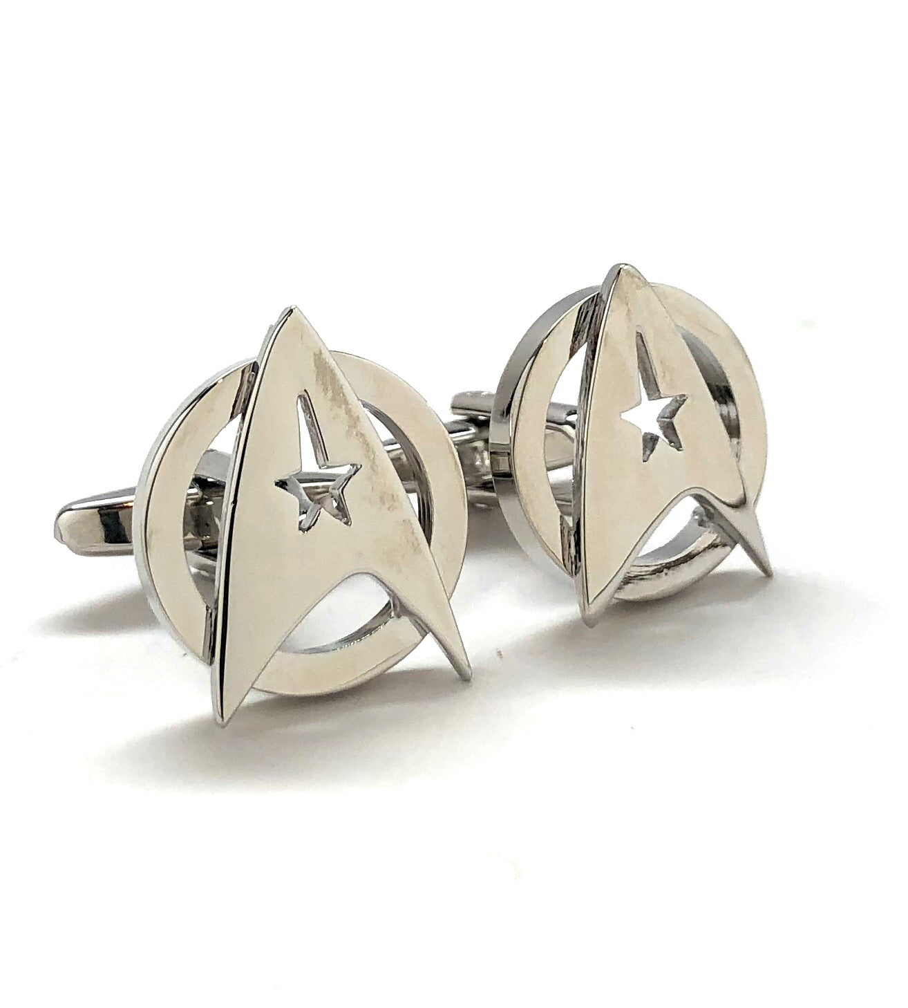 Officer Emblem Cufflinks Silver Space Badge Custom Cuff Links Star Trek Cosplay Cleaver Unique Star-fleet Academy Fleet