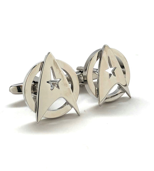 Officer Emblem Cufflinks Silver Space Badge Custom Cuff Links Star Trek Cosplay Cleaver Unique Star-fleet Academy Fleet