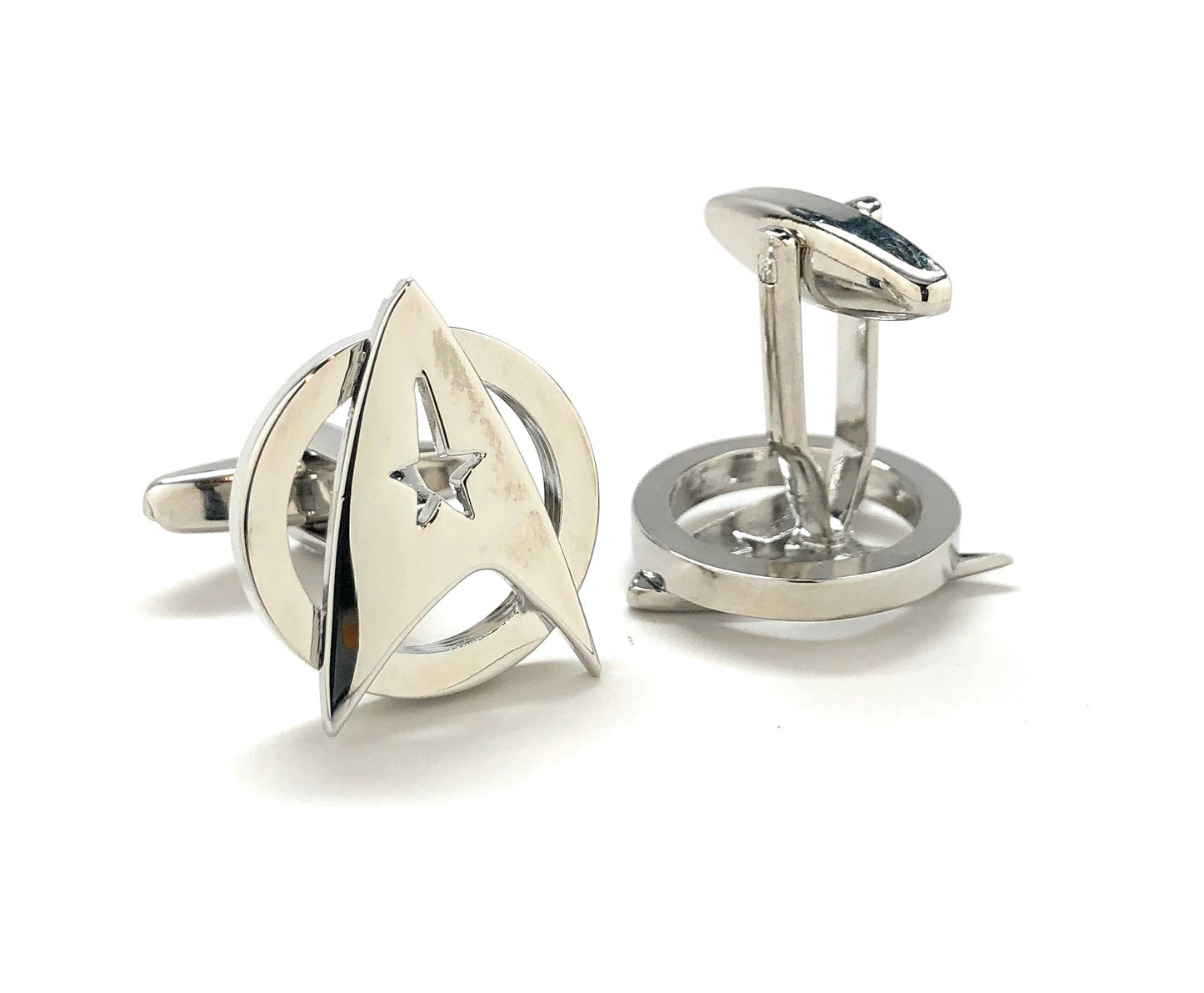 Officer Emblem Cufflinks Silver Space Badge Custom Cuff Links Star Trek Cosplay Cleaver Unique Star-fleet Academy Fleet
