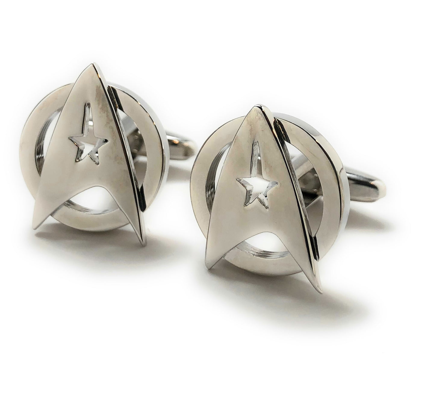Officer Emblem Cufflinks Silver Space Badge Custom Cuff Links Star Trek Cosplay Cleaver Unique Star-fleet Academy Fleet