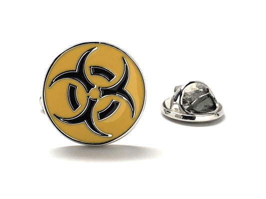 Biohazard Pin Warning Sign Lapel Pin Silver Rhodium Finish Biohazard Jacket Pin Biological Hazard Pin Yellow Black Enamel Pin Cosplay Pin