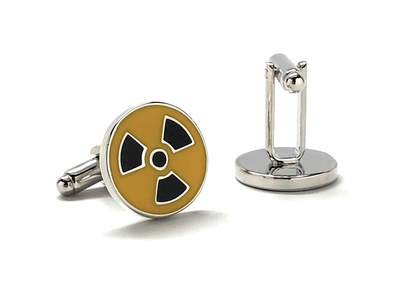 Radioactive Cufflinks Radioactive Material Sign Yellow and Black Enamel Cuff Links Radiation Cosplay