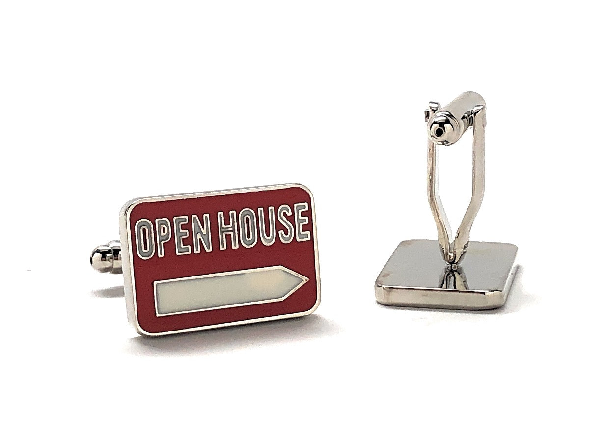 Open House Cufflinks Realtor Sign Real Estate Home Sale Cuff Links