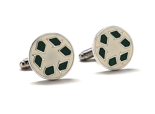 Eco-Friendly Recycle Symbol Cufflinks – Green Environmental Sustainability Men’s Accessories