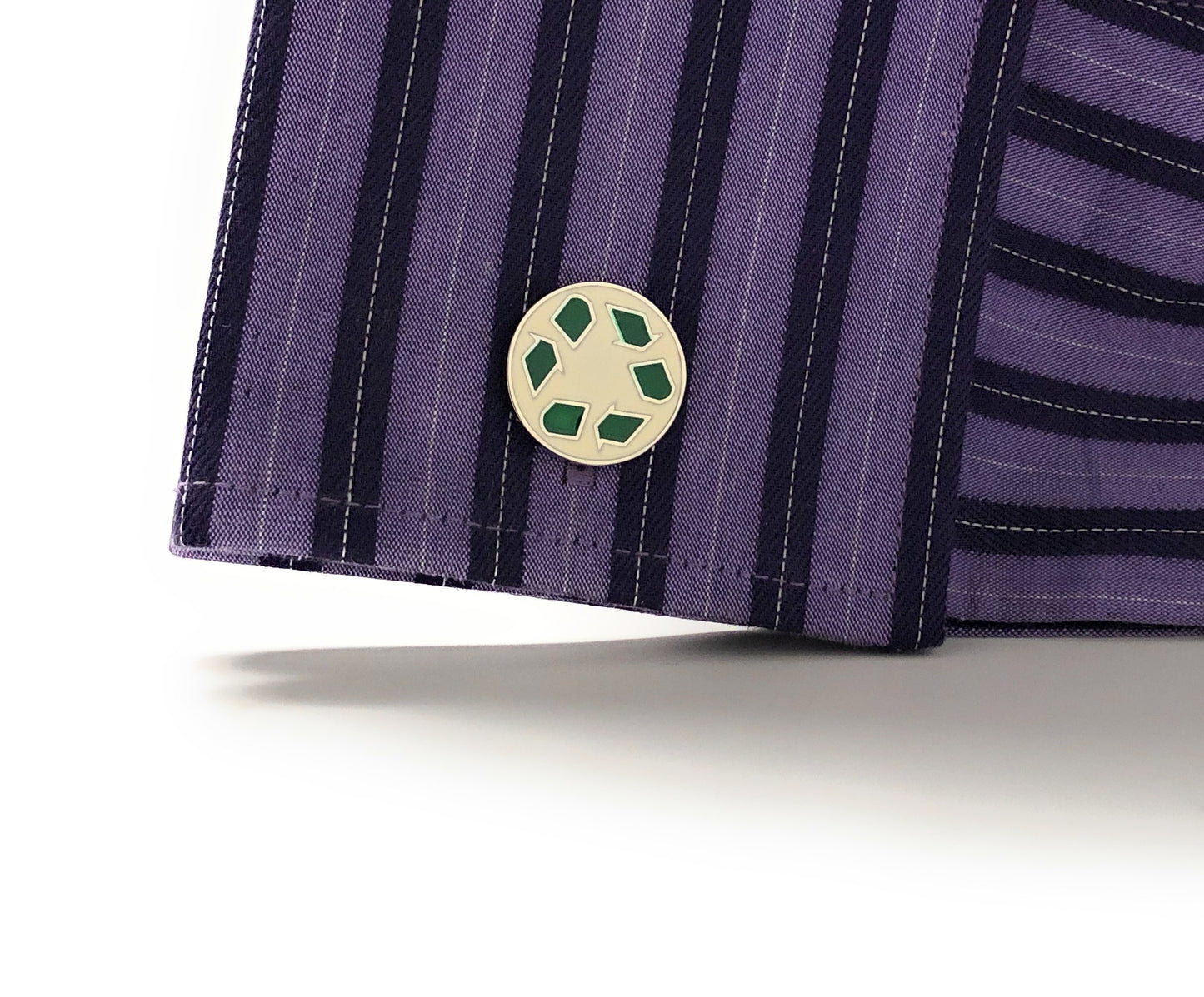 Recycling Symbol Cufflinks Recycling Street Sign White Green Enamel Cuff Links Recycling Sign Cuff Links Recycle