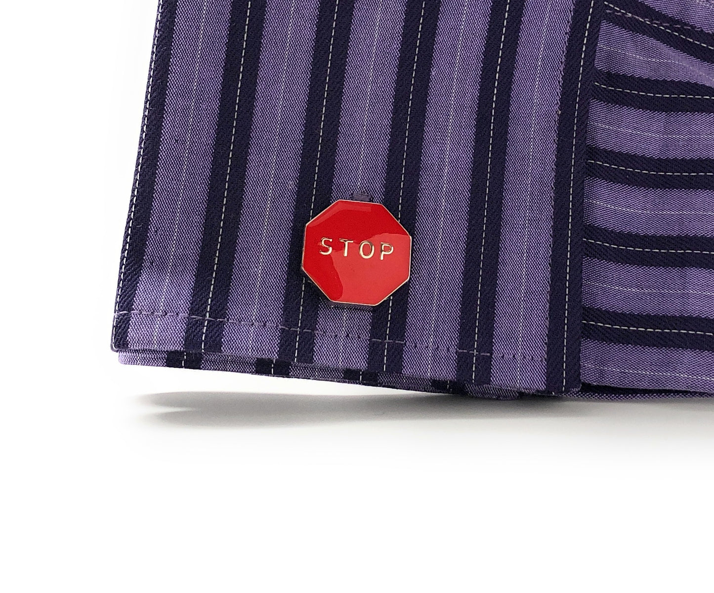 Stop Sign Cufflinks Stop Street Sign Red Enamel with Silver Highlights Cuff Links