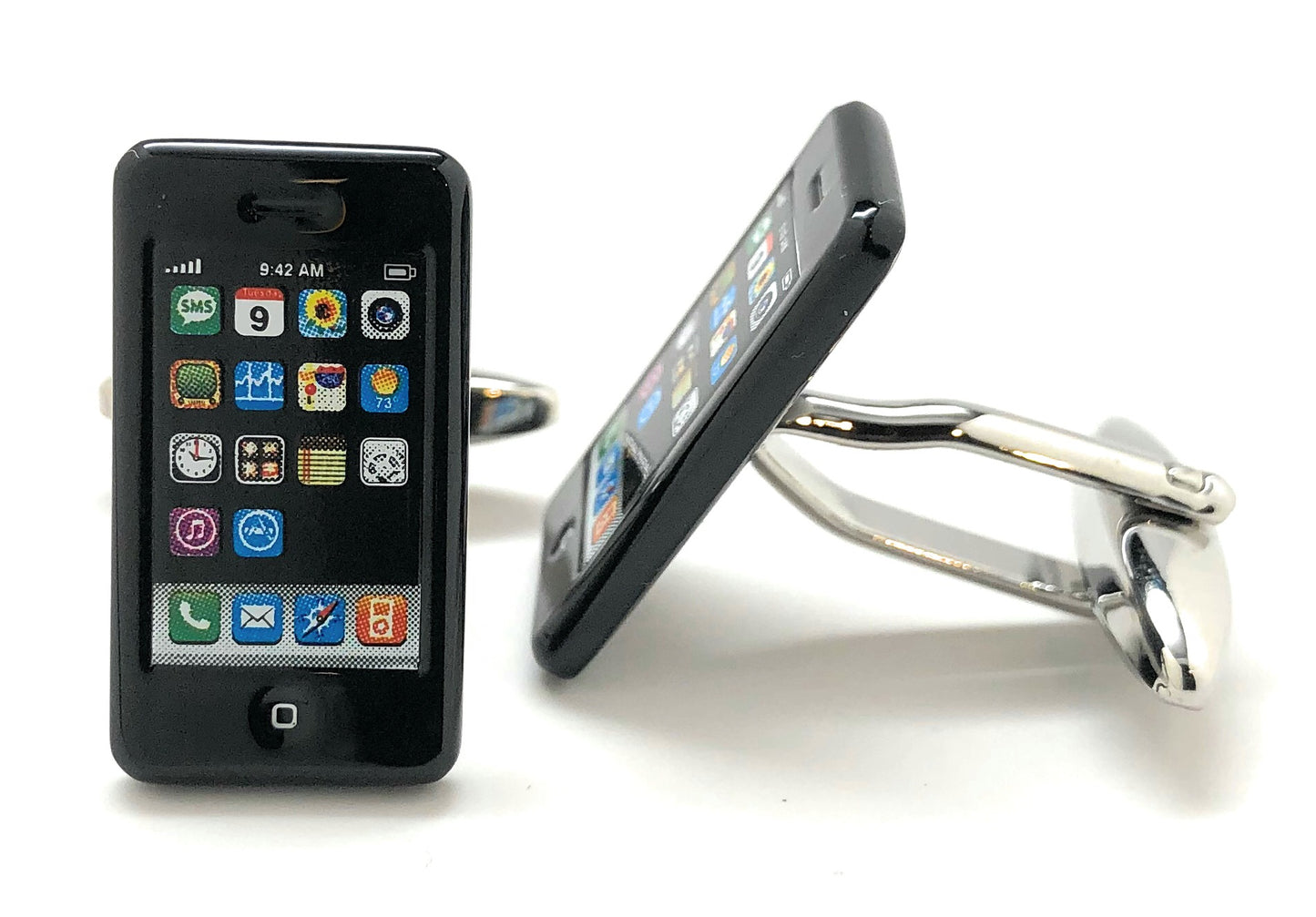 Mobile Phone Cufflinks Black Trim Smart Phone Cosplay Party Master High Tech Cell