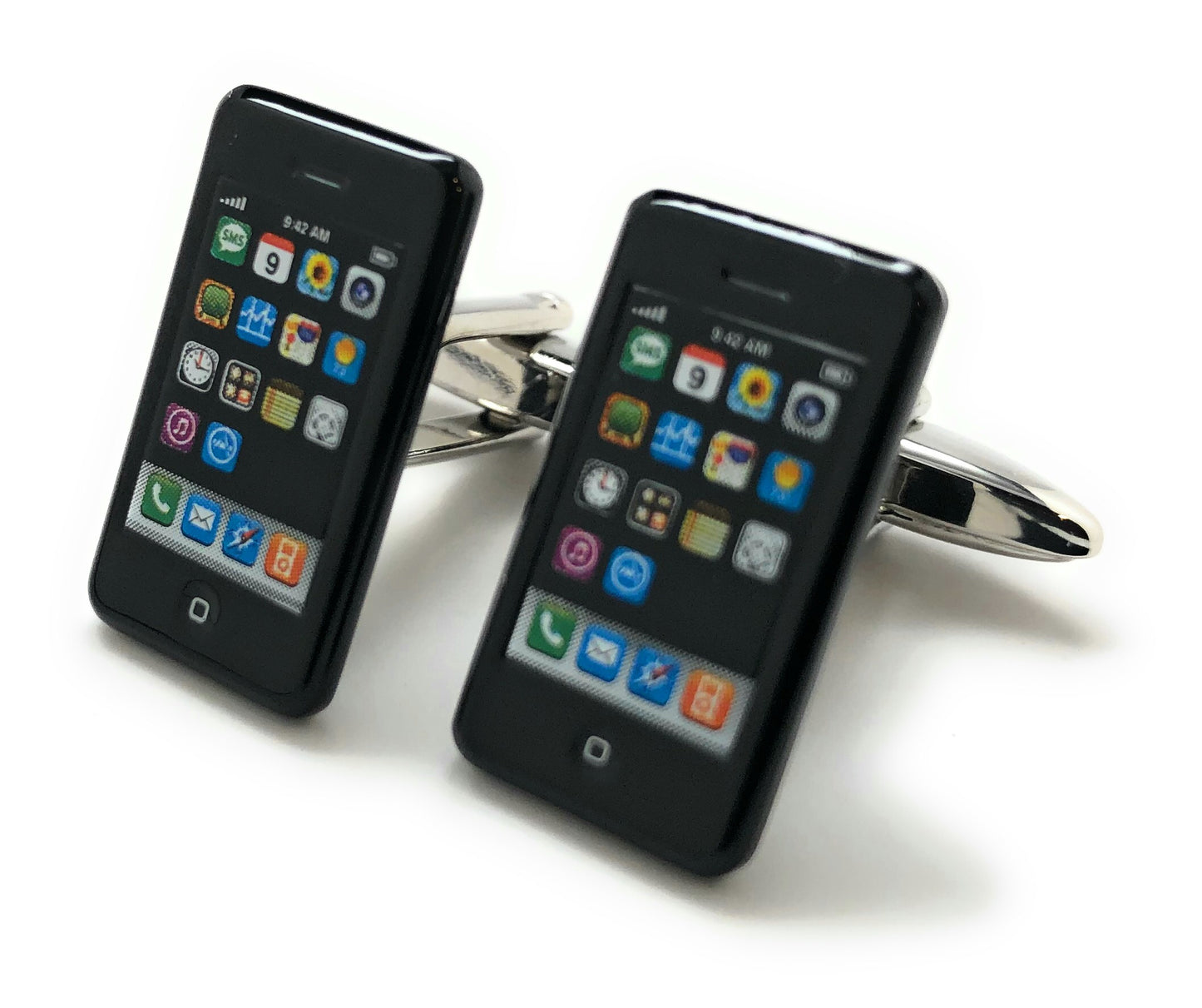 Mobile Phone Cufflinks Black Trim Smart Phone Cosplay Party Master High Tech Cell