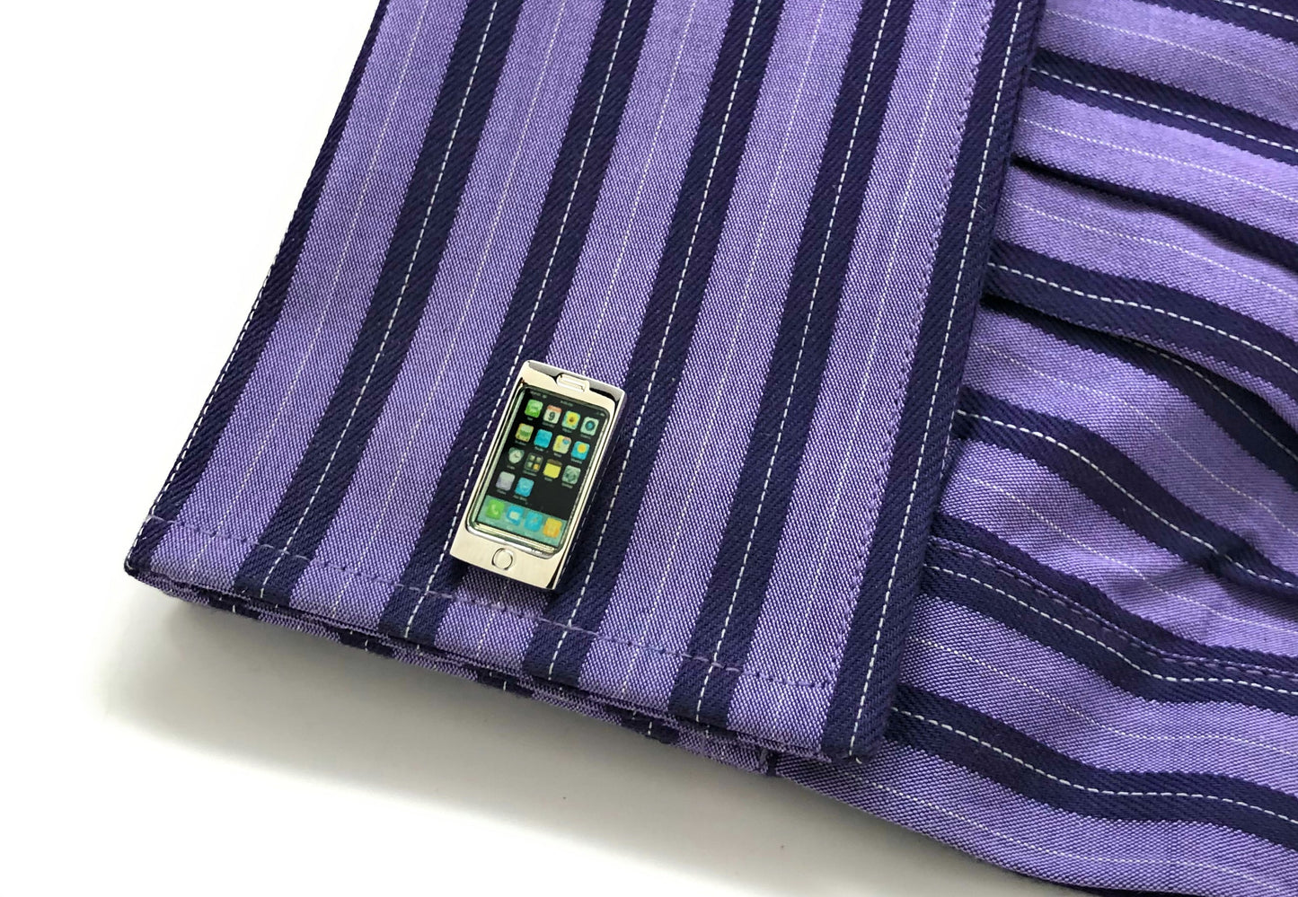 Mobile Phone Cufflinks Silver Trim Smart Phone Cosplay Party Master High Tech