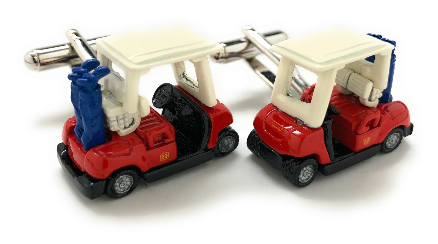 Golf Cart Cufflinks 3D Design Golf Lover Gift Cuff Links
