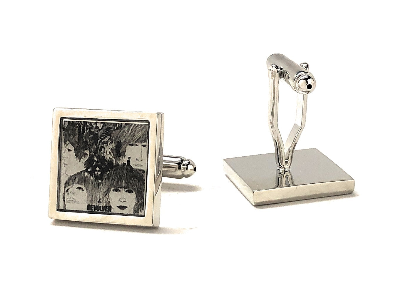Both view Beatles Revolver Album Cover Cufflinks – Retro Rock Band Music Accessories for Men