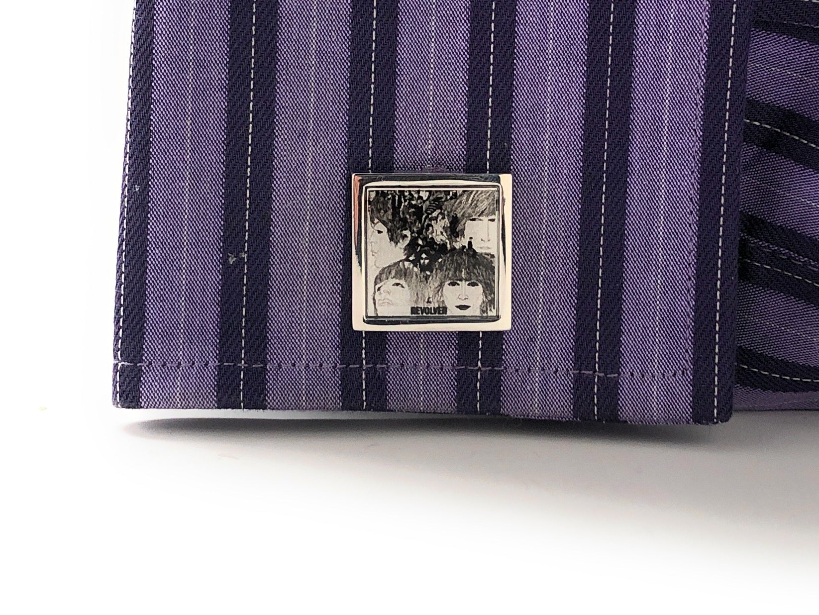 shirt view Beatles Revolver Album Cover Cufflinks – Retro Rock Band Music Accessories for Men