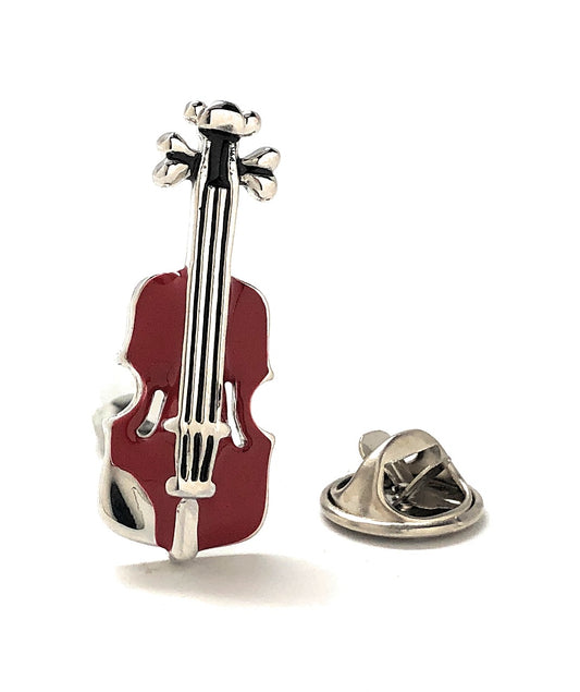 Violin Lapel Pin Orchestra Lapel Pin Brown and Silver Enamel Pin