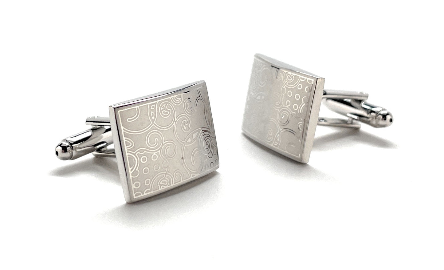 Flower Brush Design Cufflinks Shiny Silver Flowers with Brush Matt Finish Wedding Cufflinks Groomsmen Gift Cuff Links Fathers Day Sale Gift