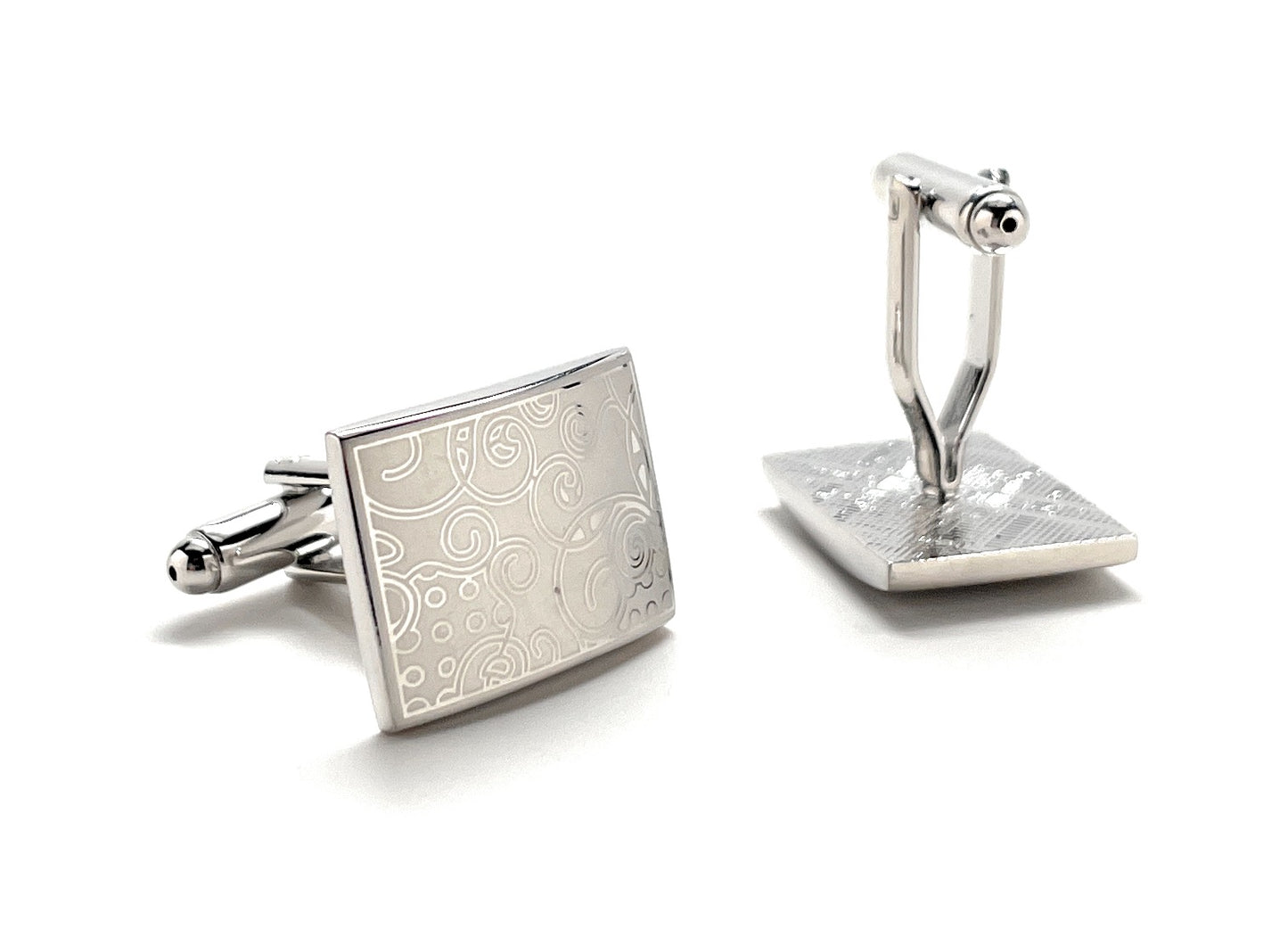 Flower Brush Design Cufflinks Shiny Silver Flowers with Brush Matt Finish Wedding Cufflinks Groomsmen Gift Cuff Links Fathers Day Sale Gift