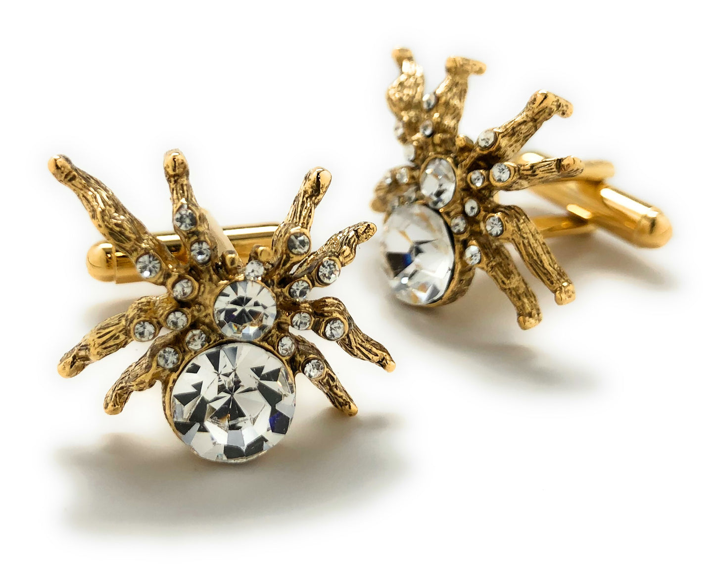 Big Gold Crystal Spider Cufflinks – Bold & Unique Statement Accessory for Men