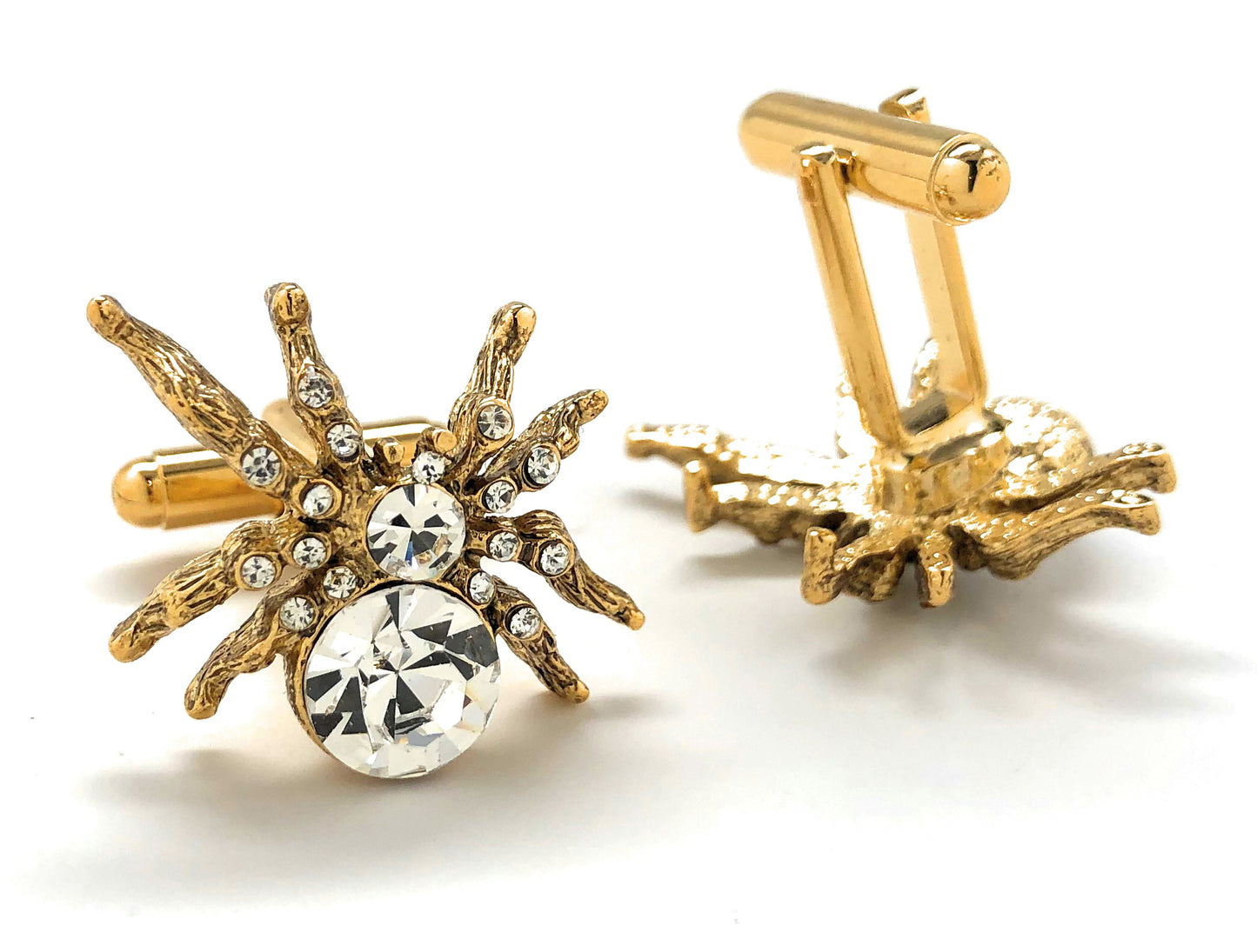 Big Gold Crystal Spider Cufflinks – Bold & Unique Statement Accessory for Men