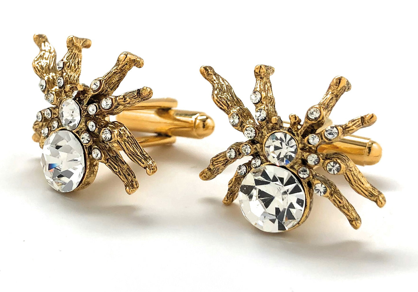 Big Gold Crystal Spider Cufflinks – Bold & Unique Statement Accessory for Men