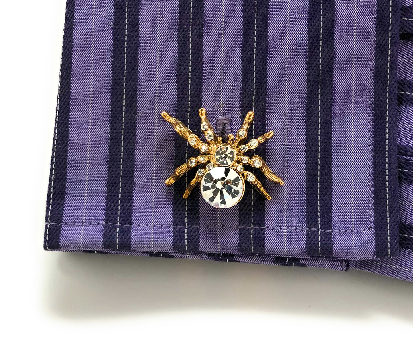 Big Gold Crystal Spider Cufflinks – Bold & Unique Statement Accessory for Men