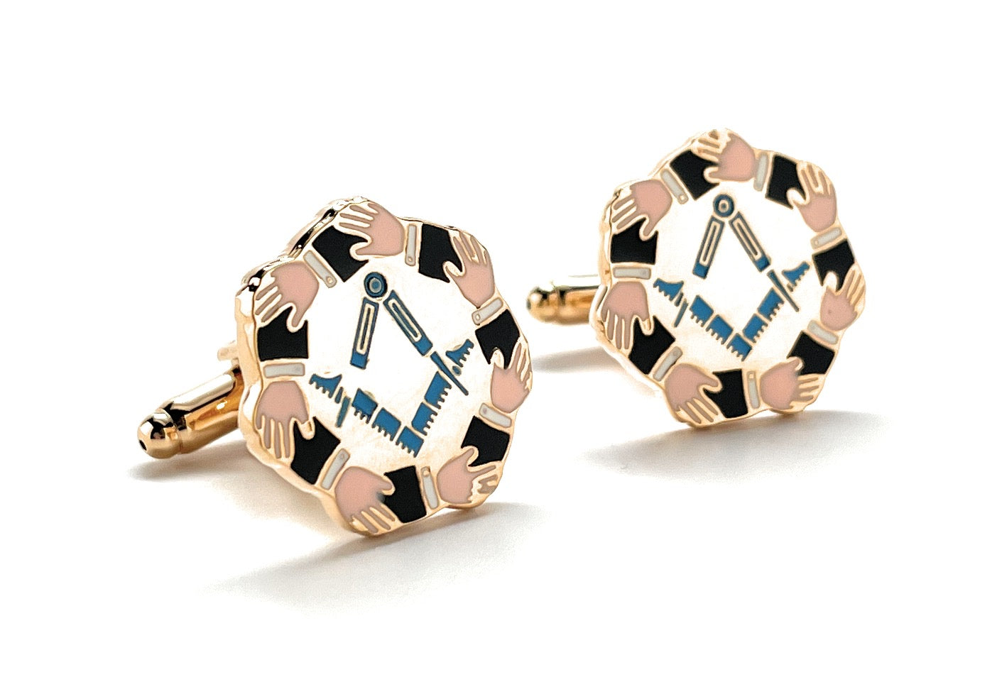Freemason Cufflinks Freemasonry Cuff Links Gold Cut Out Design Masonic Square