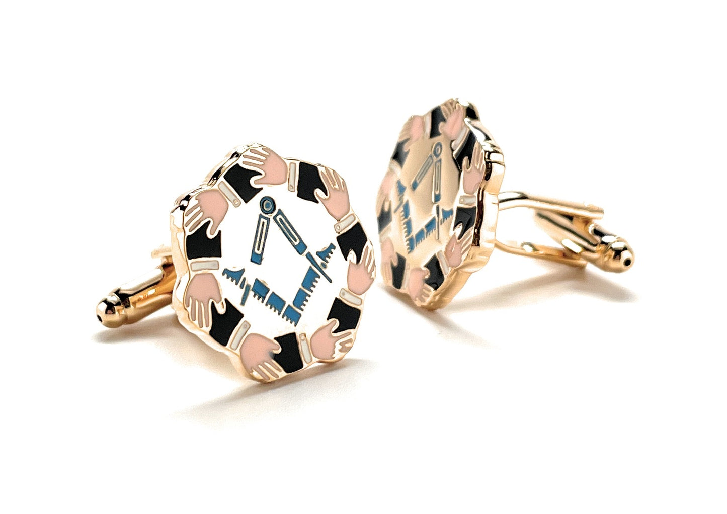 Freemason Cufflinks Freemasonry Cuff Links Gold Cut Out Design Masonic Square