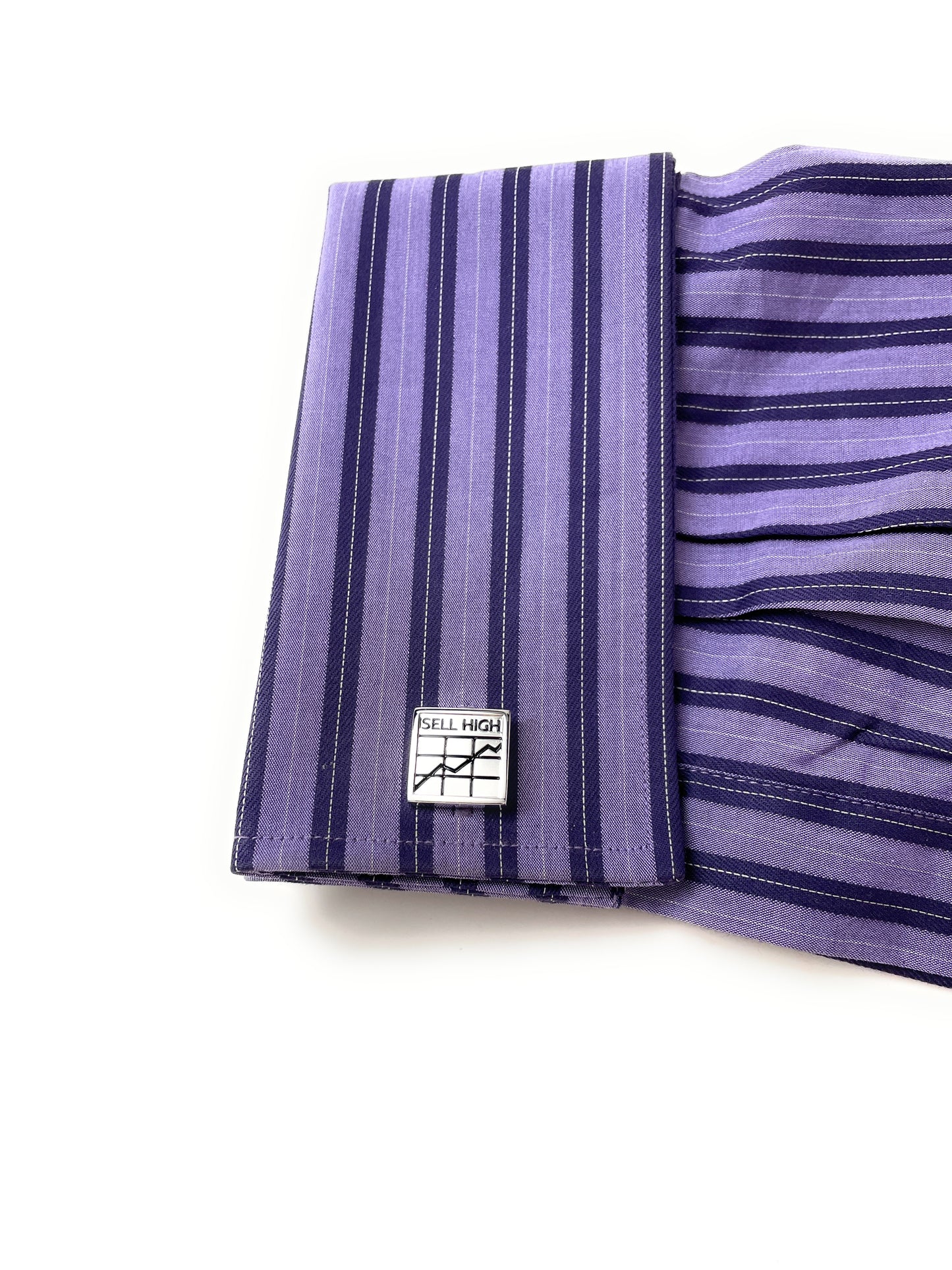 Stock Market Cufflinks Buy Low Sell High Silver and Black Enamel Cuff Links