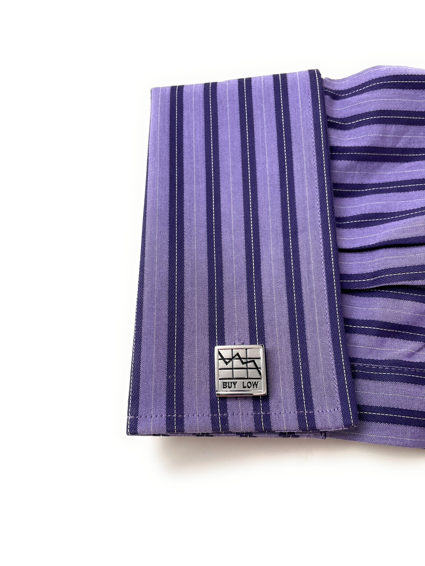 Stock Market Cufflinks Buy Low Sell High Silver and Black Enamel Cuff Links